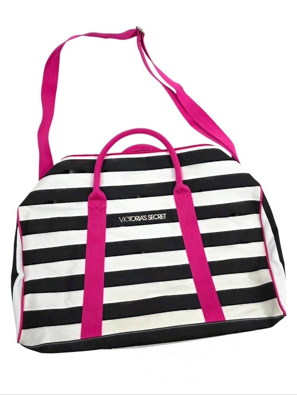 NWOT Victoris's Secret Weekender Tote Bag Striped Large Signature Getaway Bag